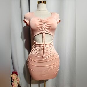 Chic Peach Cut-Out Mini Dress
